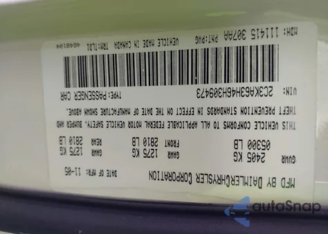 2006 Chrysler 300C from USA, damaged, VIN 2C3KA63H46H309473